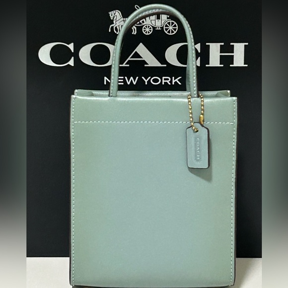 COACH 1941 Cashin Glovetanned Leather Mini Tote/Crossbody Bag in Sage - Picture 1 of 15